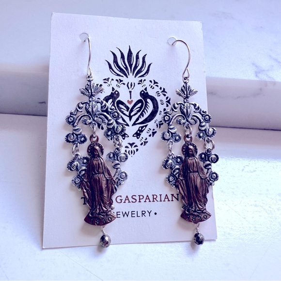 NWT Tara Gasparian Mary Silver and Bronz Chandelier Earrings - Picture 2 of 5